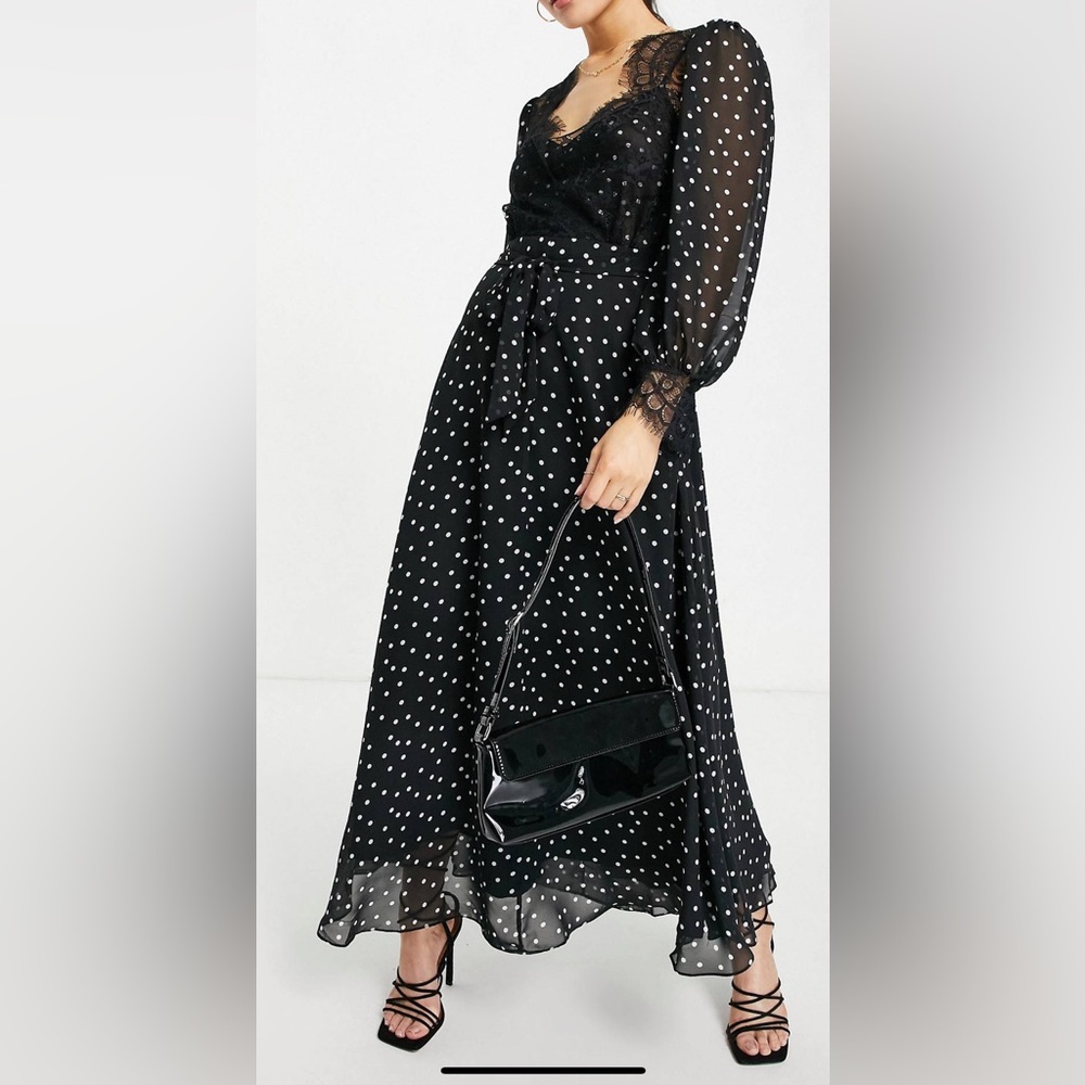 Lace and polka dot dress